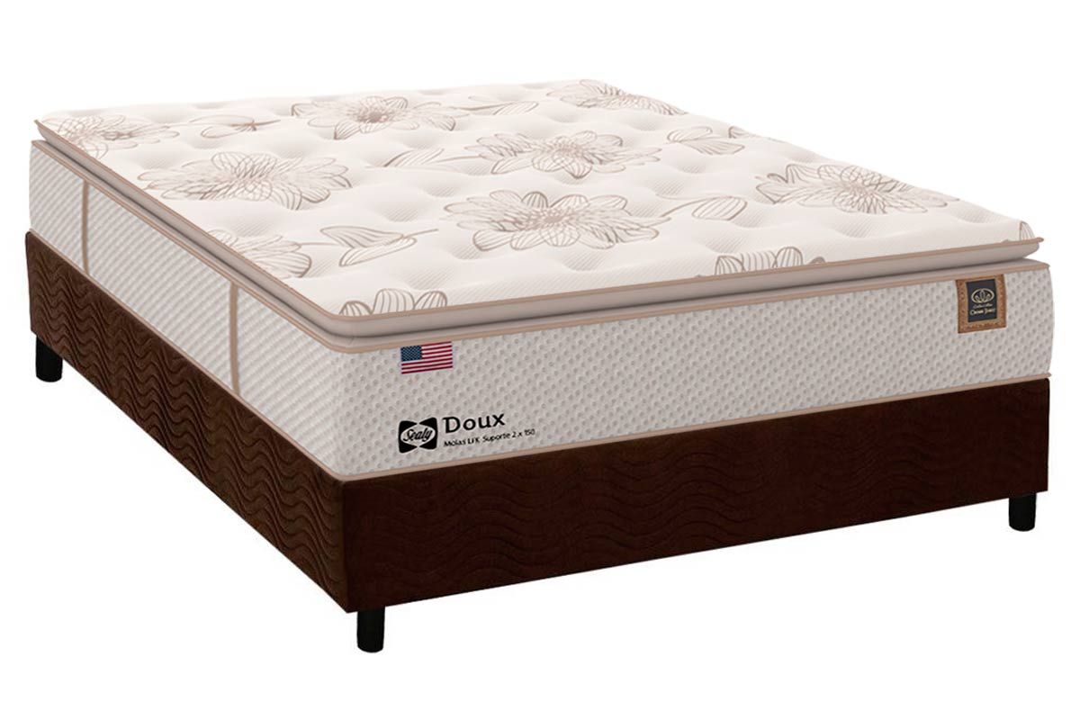 Cama Box CRC +Colchão Molas Doux Confort Sealy