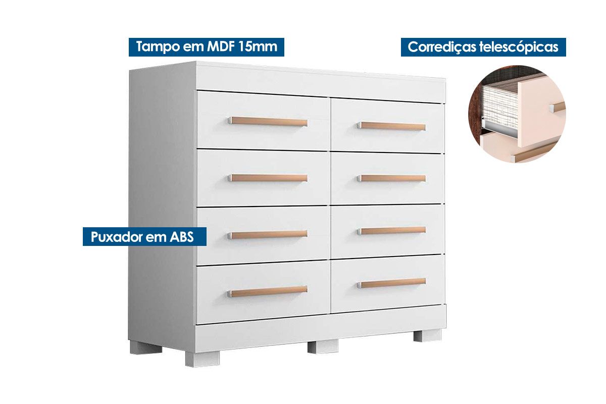 Cômoda Nalu c/8 Gavetas ACP Cômoda Nalu c/8 Gavetas ACP