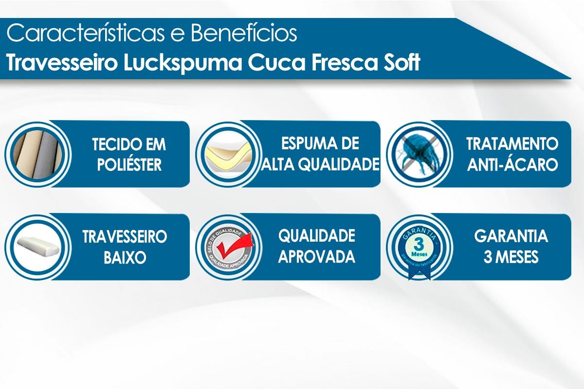 Travesseiro Espuma Soft Cuca Fresca Alto Luckspuma
