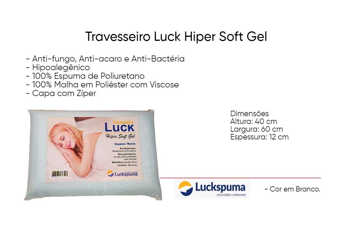 Travesseiro Espuma Hiper Soft Gel Cervical Luckspuma