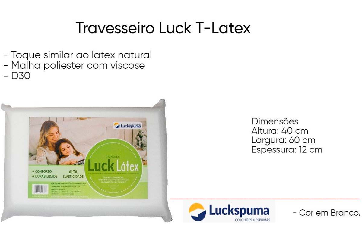 Travesseiro T. Látex HR D30 Confortável Luckspuma Travesseiro T. Látex HR D30 Confortável Luckspuma