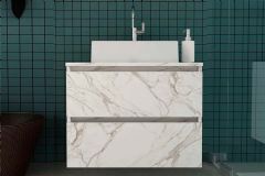 Gabinete Banheiro Suspenso BN3607 s/ Cuba c/2 Gavetas 60cm Tecno Mobili - Mármore Branco