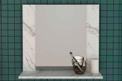 Armário de Banheiro c/ Espelho BN3610 1 Prateleira 60cm - Tecno Mobili - Mármore Branco
