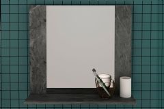 Armário de Banheiro c/ Espelho BN3610 1 Prateleira 60cm - Tecno Mobili - Mármore Lunar