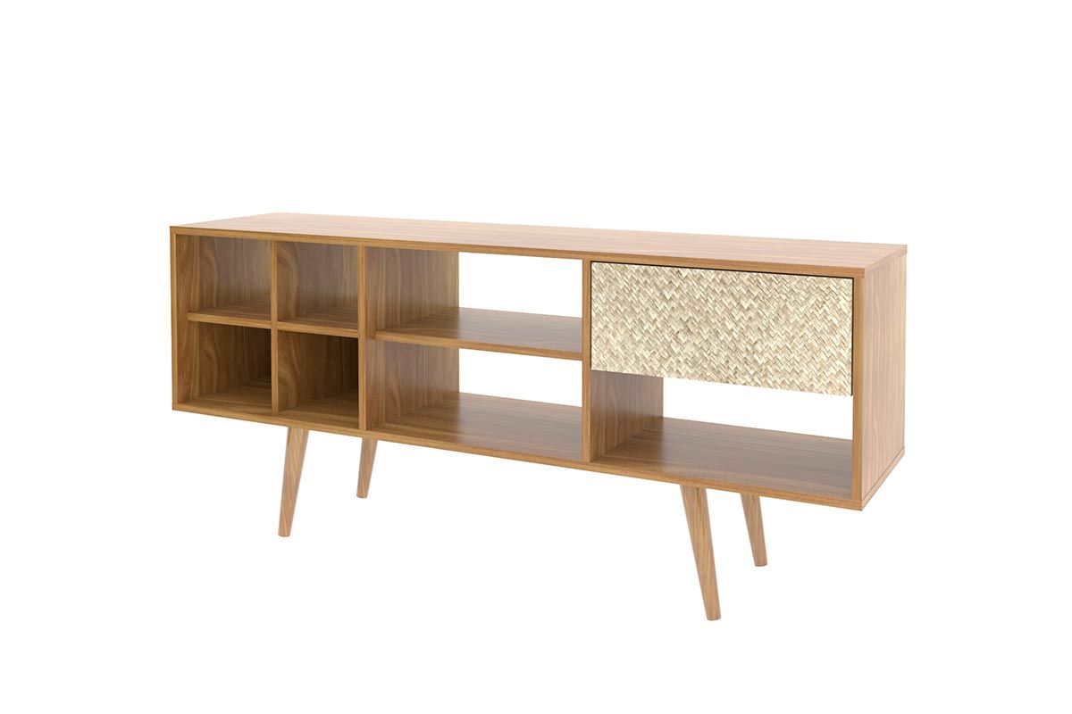 Rack Bancada p/ TV até 50 Pol R1462 c/1 Gaveta e 7 Nichos 136cm Tecno Mobili