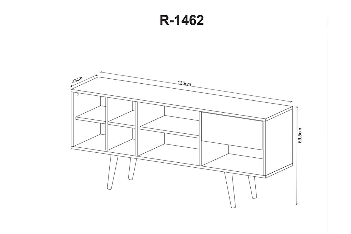 Rack Bancada p/ TV até 50 Pol R1462 c/1 Gaveta e 7 Nichos 136cm Tecno Mobili