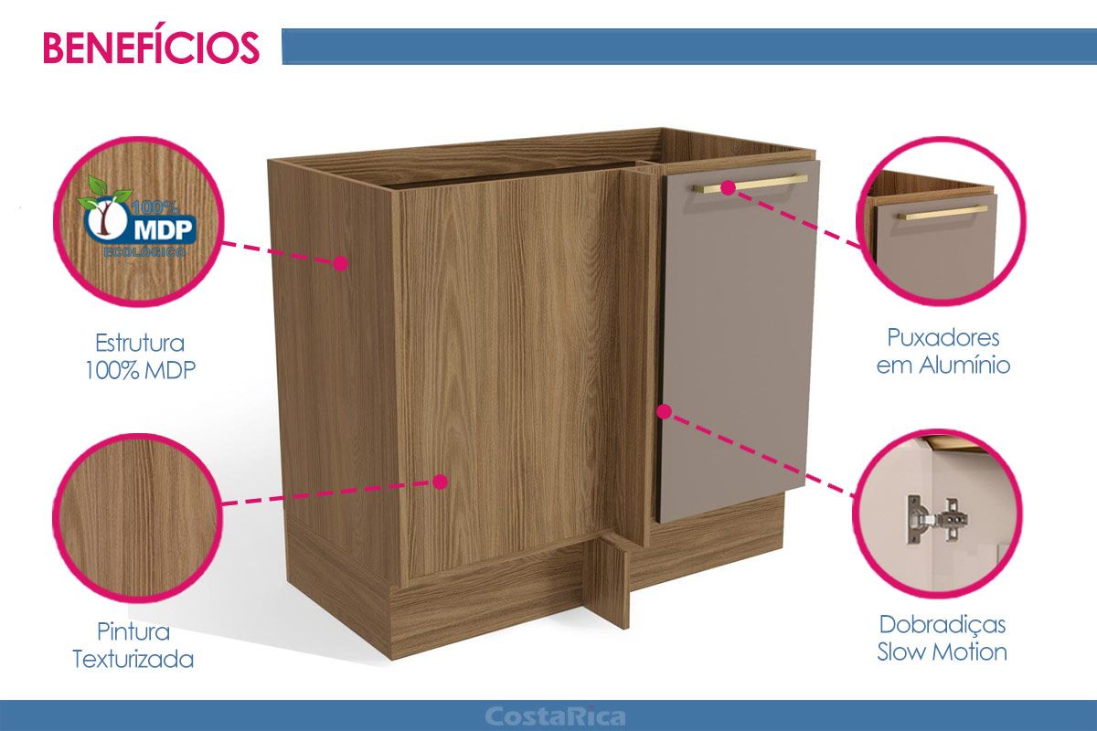 Balcão Cozinha Kappesberg Canto Botanic M625 c/1 Porta s/Tampo 98cm Balcão Cozinha Kappesberg Canto Botanic M625 c/1 Porta s/Tampo 98cm
