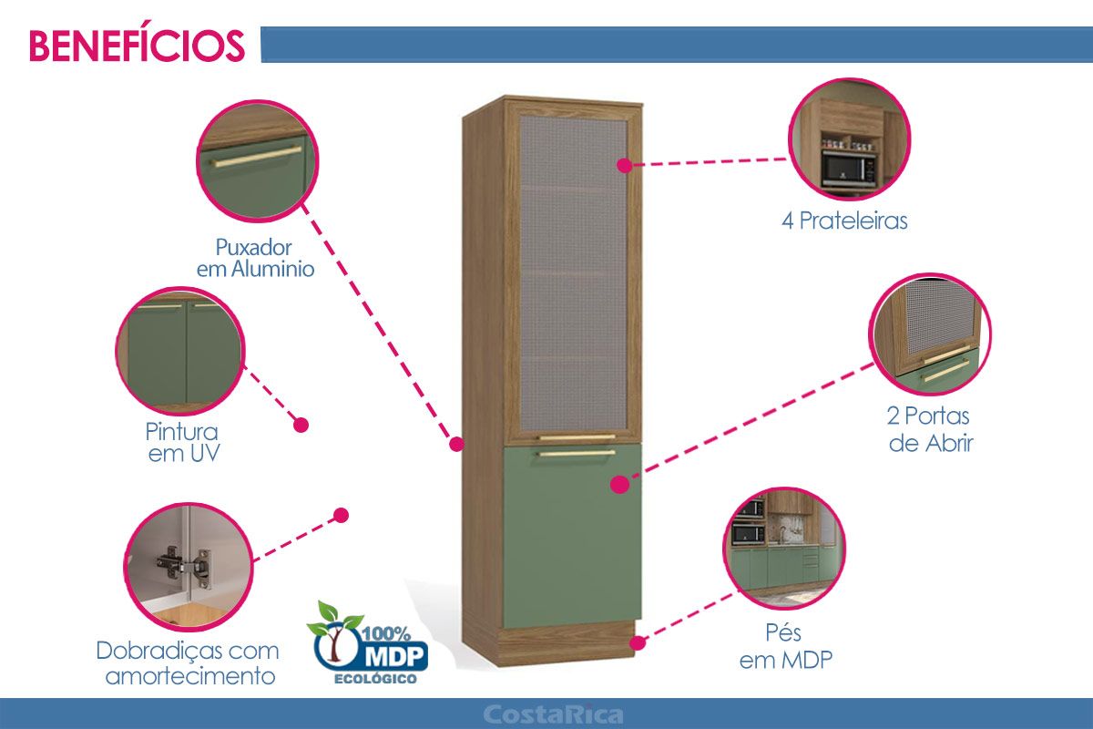 Paneleiro Cozinha Kappesberg Botanic M626 c/2 Portas c/Tela 50cm Paneleiro Cozinha Kappesberg Botanic M626 c/2 Portas c/Tela 50cm