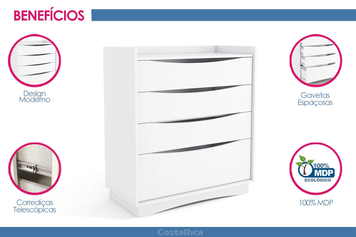 Cômoda M260 c/4 Gavetas Kappesberg Cômoda M260 c/4 Gavetas Kappesberg