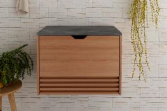 Gabinete Banheiro Suspenso BN3613 s/ Cuba c/1 Gaveta 60cm Tecno Mobili - Amêndoa/Marmore Lunar
