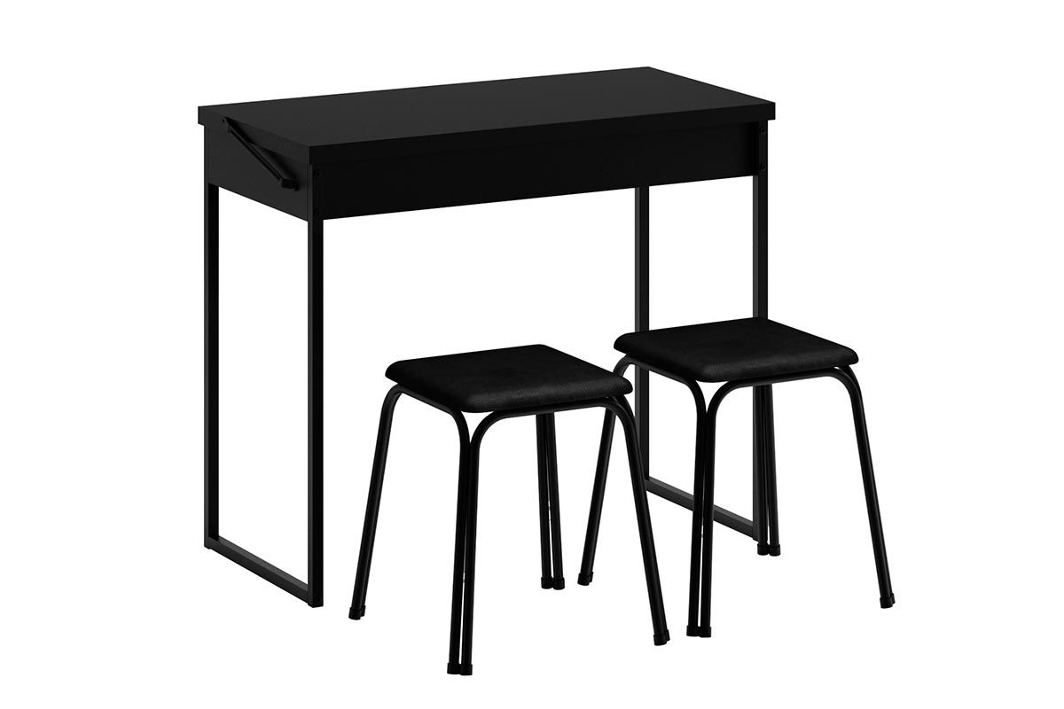 Conjunto: Mesa Sala Jantar Dobrável 1590 c/2 Banquetas Carraro