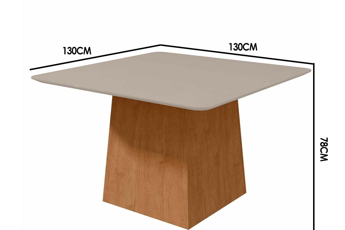 Mesa Jantar Nevada c/Tampo Madeirado Canto Curvo 130x130cm Lopas Mesa Jantar Nevada c/Tampo Madeirado Canto Curvo 130x130cm Lopas