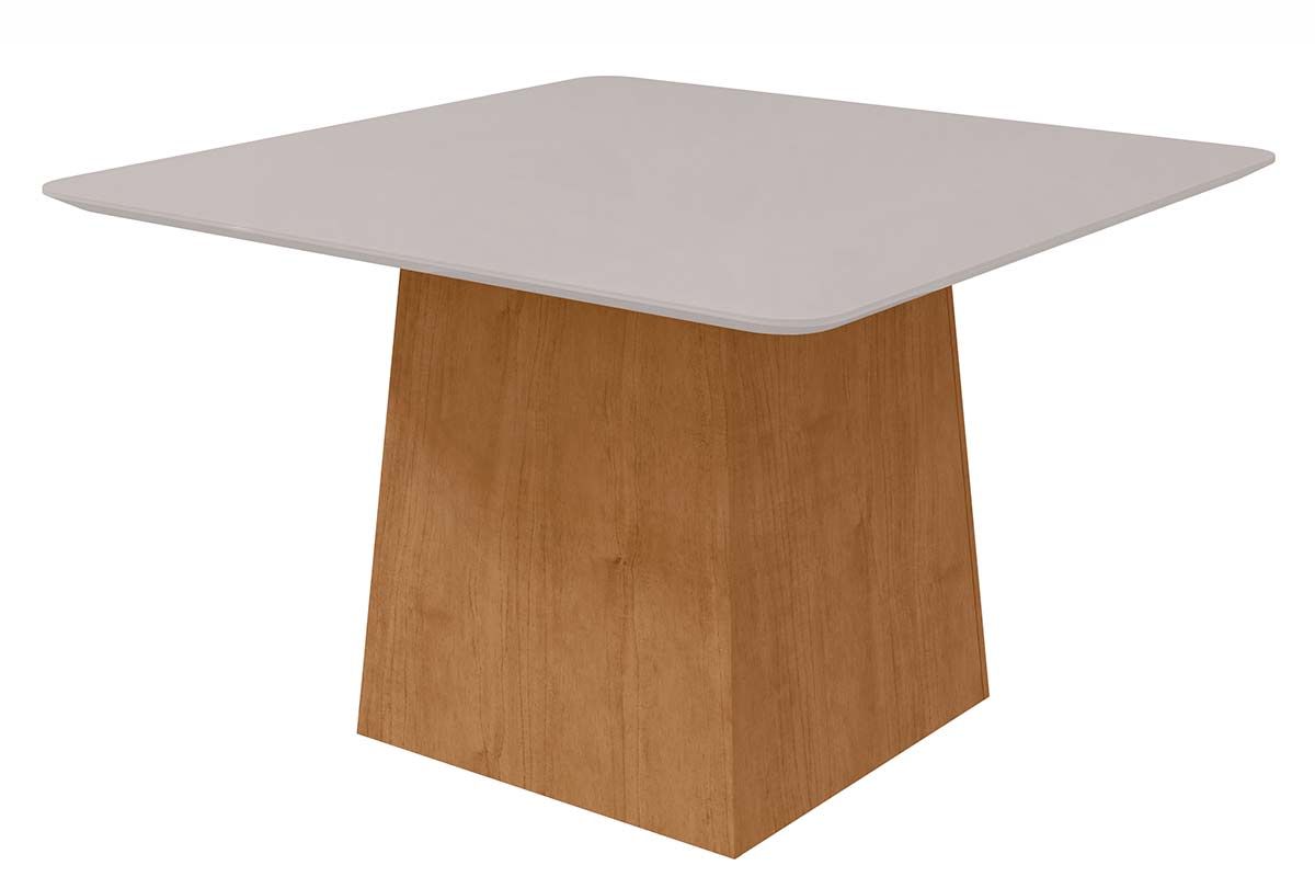 Mesa Jantar Nevada c/Tampo Madeirado Canto Curvo 130x130cm LopasAmendoa/Off White Mesa Jantar Nevada c/Tampo Madeirado Canto Curvo 130x130cm LopasAmendoa/Off White