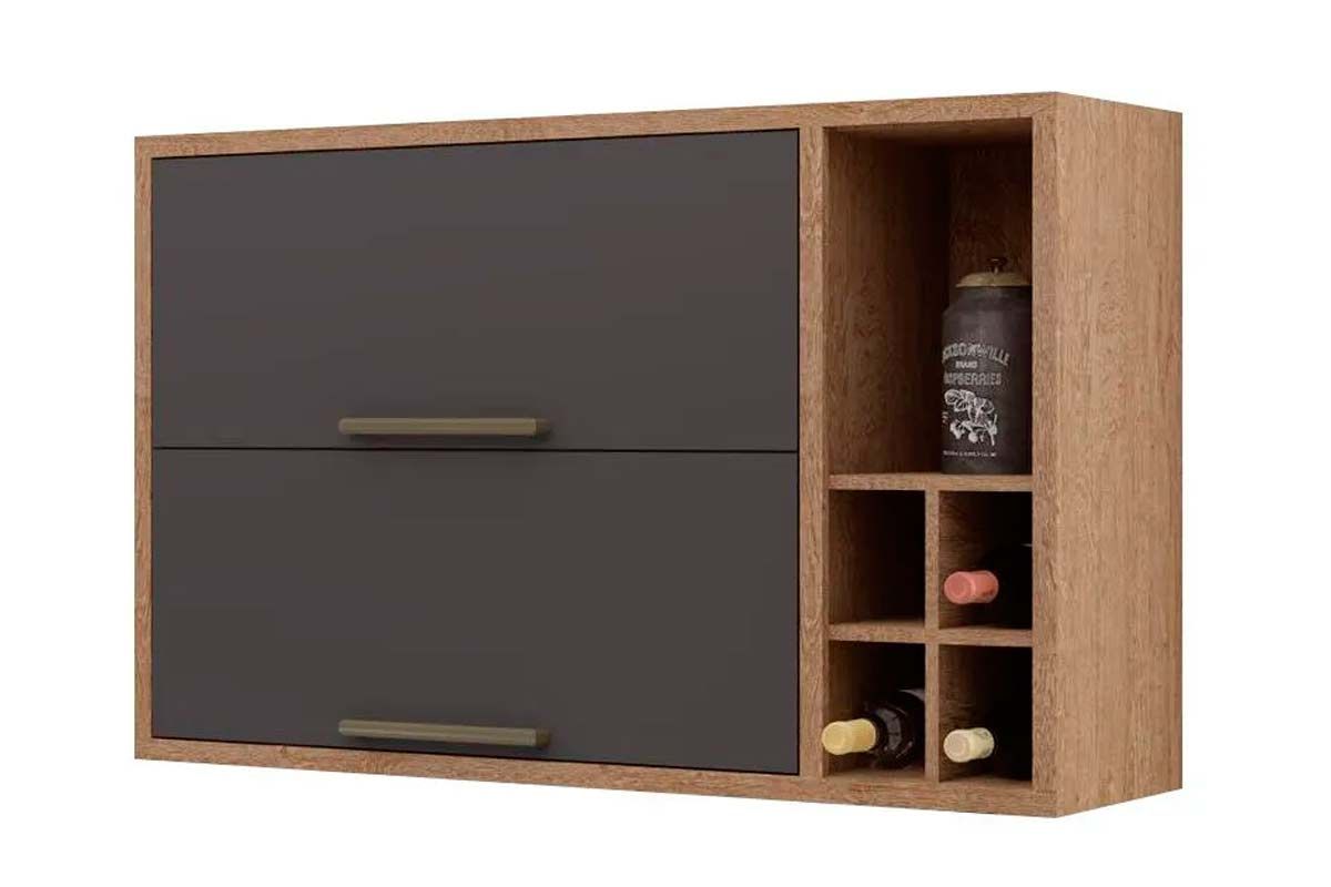 Armário Aéreo Cozinha Ronipa Syrah c/2 Portas Basculante Nicho e Adega 120cm