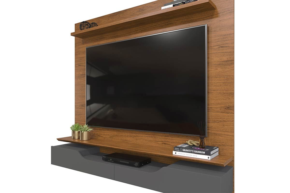 Painel Home p/ TV até 60 Pol Levi c/Prateleiras 160x146cm DJ Móveis