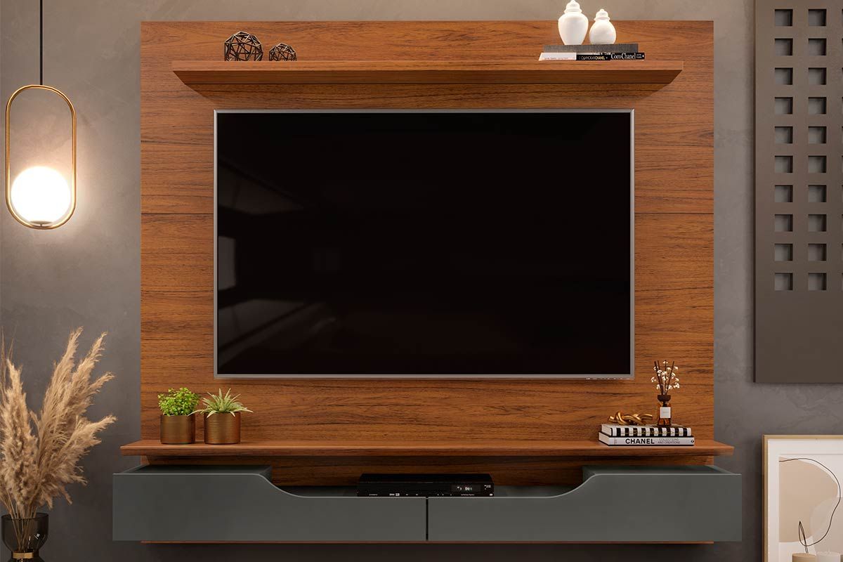 Painel Home p/ TV até 60 Pol Levi c/Prateleiras 160x146cm DJ Móveis