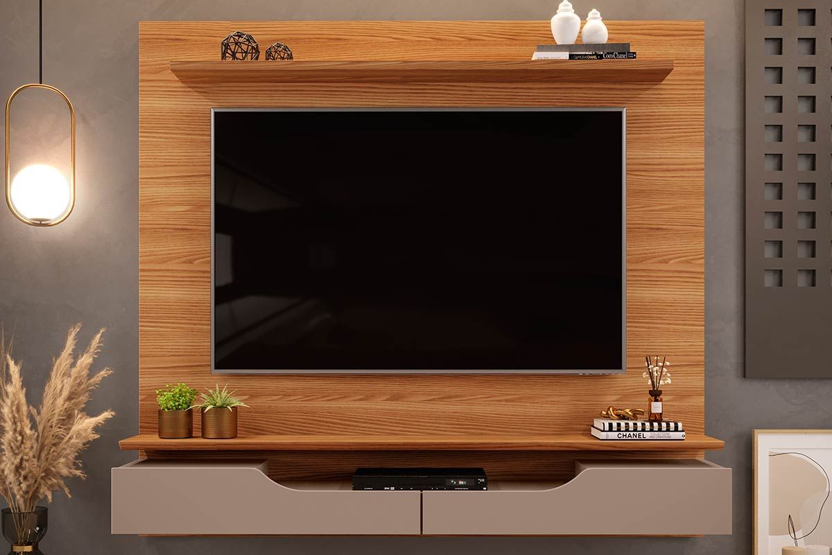 Painel Home p/ TV até 60 Pol Levi c/Prateleiras 160x146cm DJ Móveis