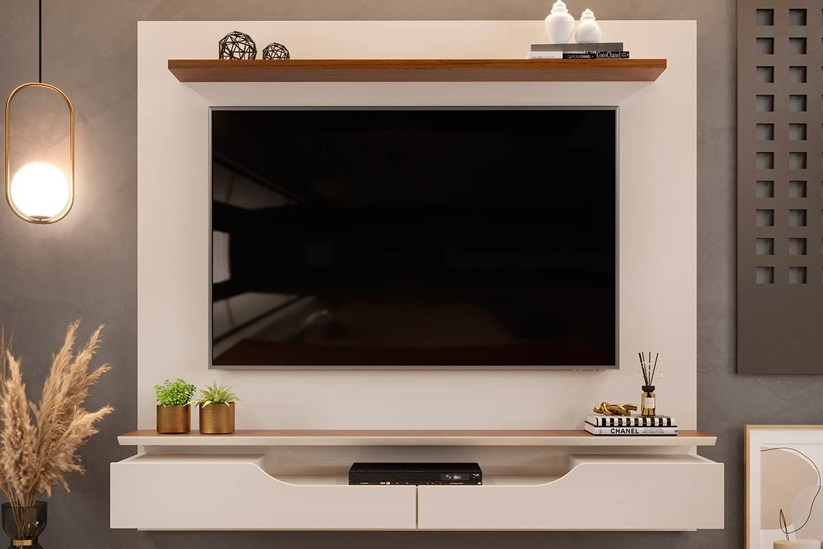 Painel Home p/ TV até 60 Pol Levi c/Prateleiras 160x146cm DJ Móveis