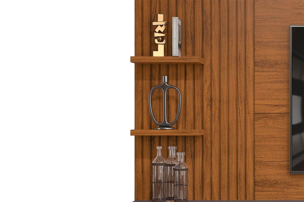 Painel Home p/ TV até 60 Polegadas Bento Ripado c/Prateleiras 190x107cm DJ Móveis Painel Home p/ TV até 60 Polegadas Bento Ripado c/Prateleiras 190x107cm DJ Móveis