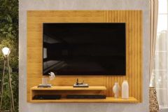 Painel Home p/ TV até 50 Polegadas Nando Ripado c/Prateleira 136x107cm DJ Móveis