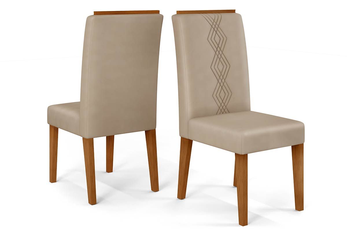 Cadeira Jantar Yasmin Kit 2 Un DJ MóveisFreijó/Suede Kraft Bege