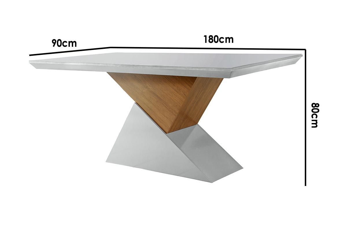 Mesa Jantar Dubai c/Tampo MDF/Vidro 180cm Rufato