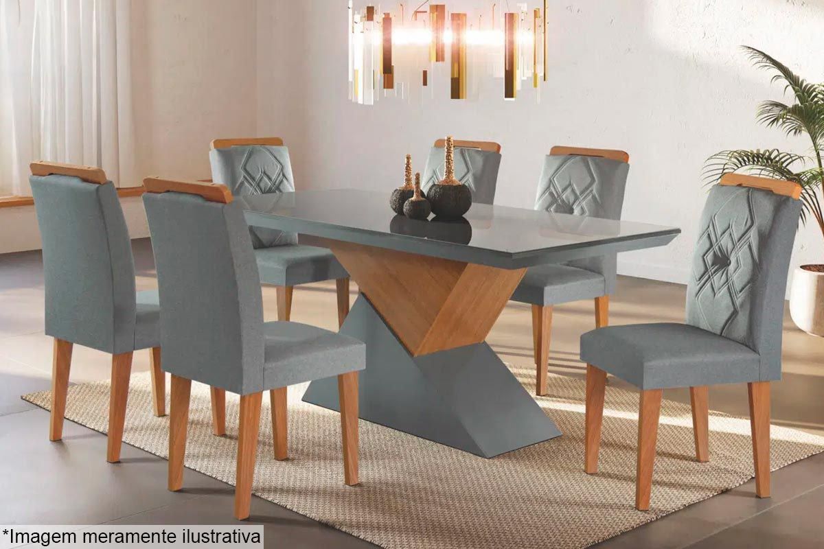 Mesa Jantar Dubai c/Tampo MDF/Vidro 180cm Rufato