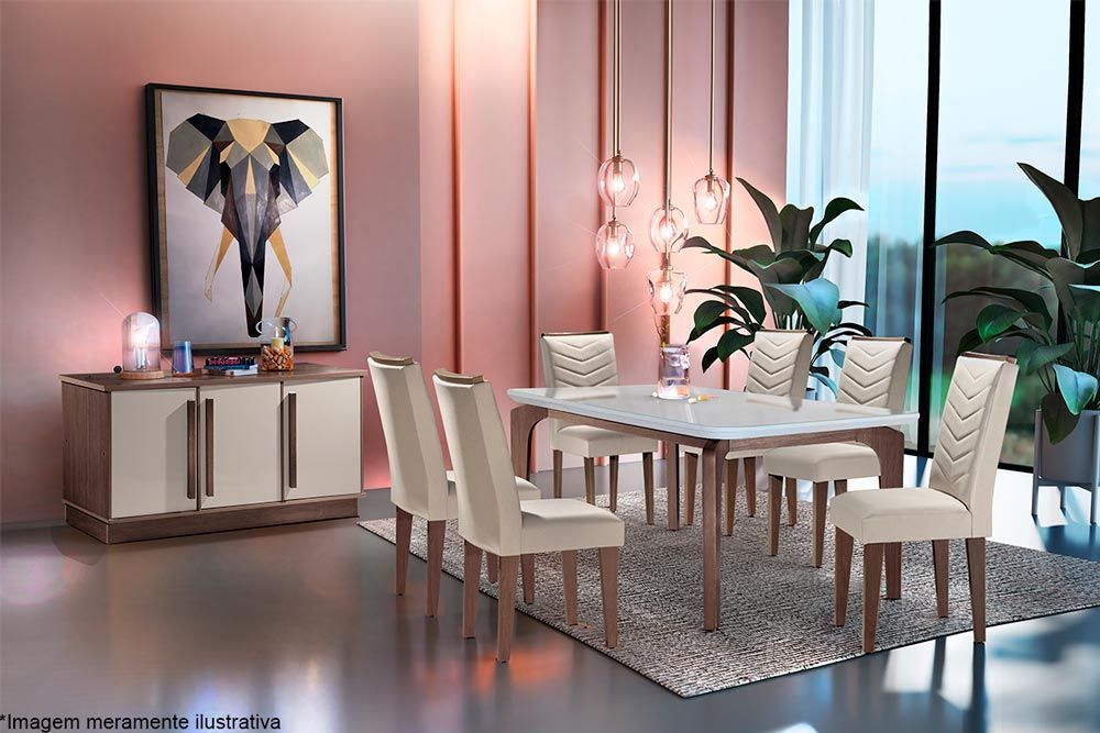 Mesa Jantar Londrina c/Tampo MDF/Vidro 120cm Rufato Mesa Jantar Londrina c/Tampo MDF/Vidro 120cm Rufato