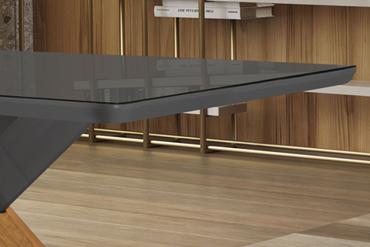 Mesa Jantar Imperatriz c/Tampo MDF/Vidro 180cm Rufato Mesa Jantar Imperatriz c/Tampo MDF/Vidro 180cm Rufato
