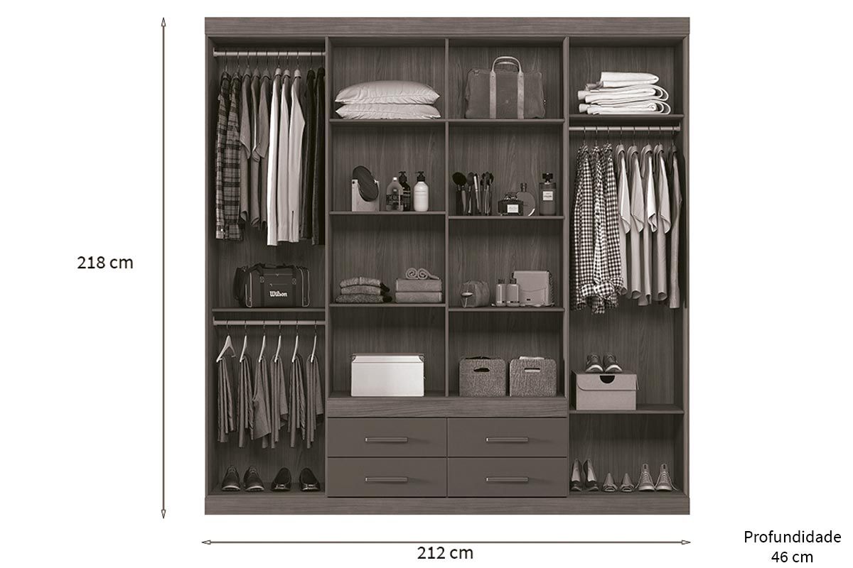 Guarda Roupa Casal 8 Portas e 4 Gavetas Nápoles 8.4 S. Andirá Guarda Roupa Casal 8 Portas e 4 Gavetas Nápoles 8.4 S. Andirá