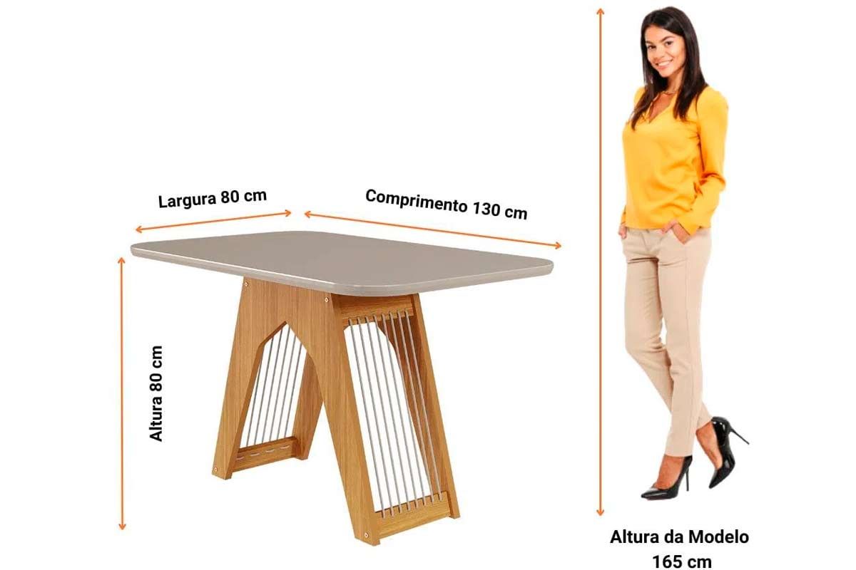 Mesa Jantar Carol c/Tampo MDF/Vidro 130cm Cimol Mesa Jantar Carol c/Tampo MDF/Vidro 130cm Cimol