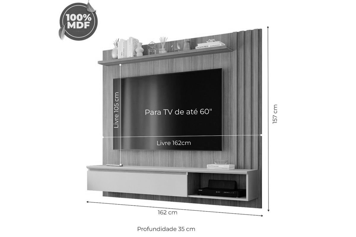 Painel Home p/ TV até 60 Pol Panamá 162cm Permóbili Painel Home p/ TV até 60 Pol Panamá 162cm Permóbili