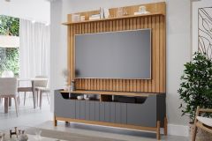 Home p/ TV até 70 Pol Moema Ripado c/ 4 Portas e Pés 185cm - Permóbili