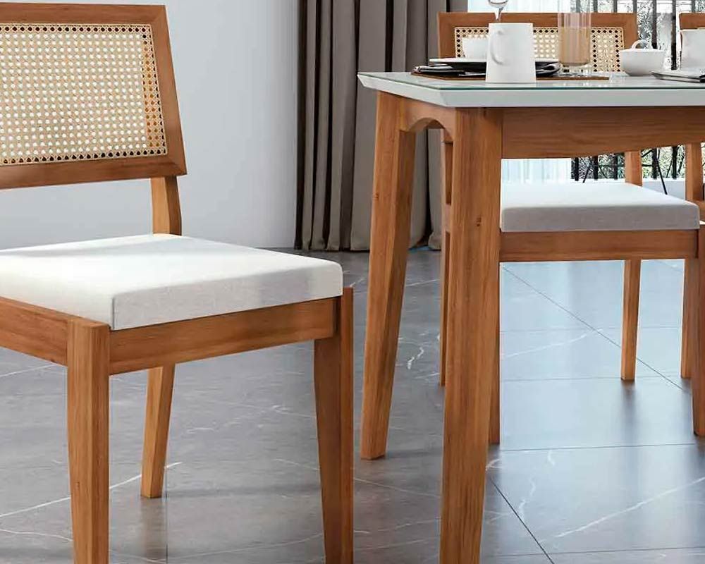 Mesa Jantar Monalisa c/Tampo Madeirado c/Vidro 160cm Nesher Mesa Jantar Monalisa c/Tampo Madeirado c/Vidro 160cm Nesher