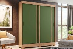 Guarda Roupa Solteiro 2 Portas de Correr c/Pés Briz B353 Henn - Flex Jequitiba/Jequitiba ou Verde