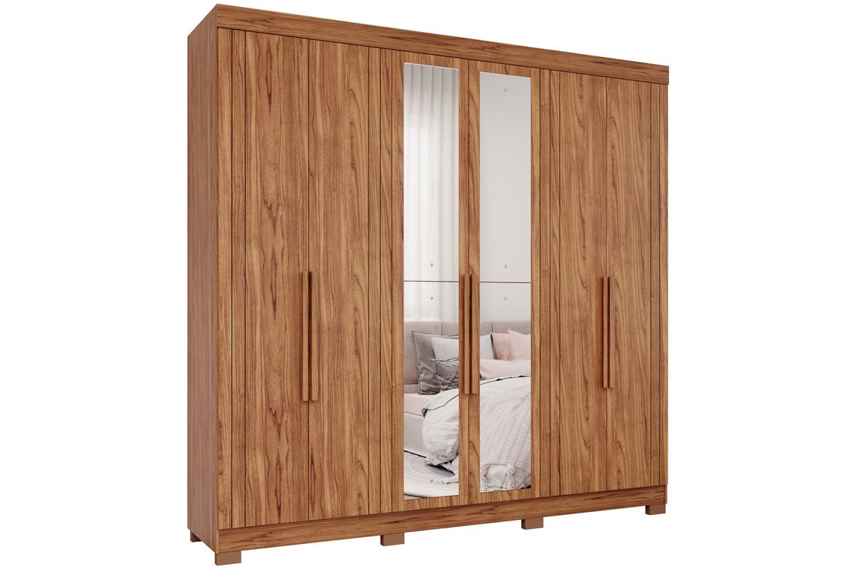 Guarda Roupa Casal 6 Portas (2 c/Espelho) e 6 Gavetas c/Pés Cecilia PananCinamomo Guarda Roupa Casal 6 Portas (2 c/Espelho) e 6 Gavetas c/Pés Cecilia PananCinamomo