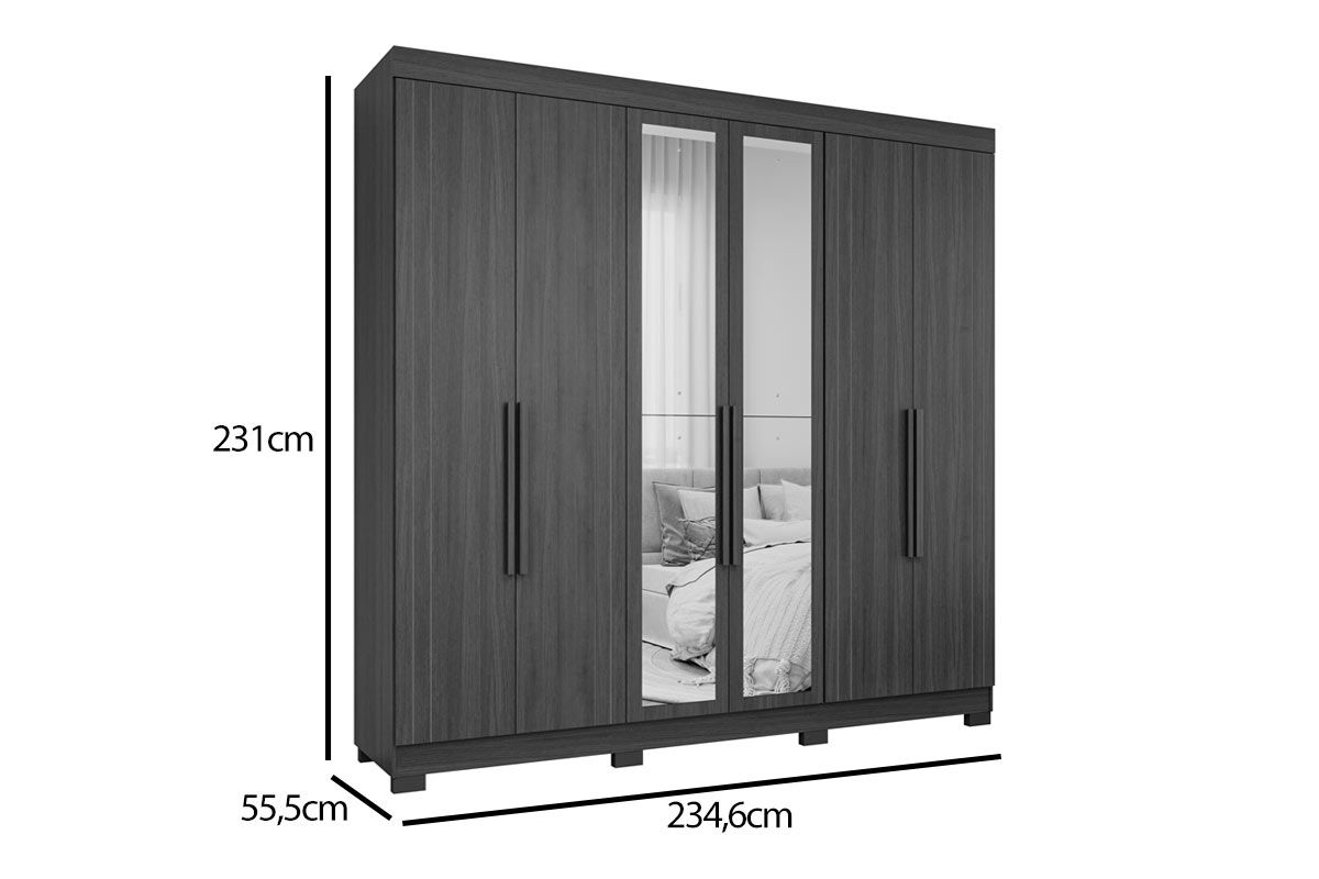 Guarda Roupa Casal 6 Portas (2 c/Espelho) e 6 Gavetas c/Pés Cecilia Panan Guarda Roupa Casal 6 Portas (2 c/Espelho) e 6 Gavetas c/Pés Cecilia Panan