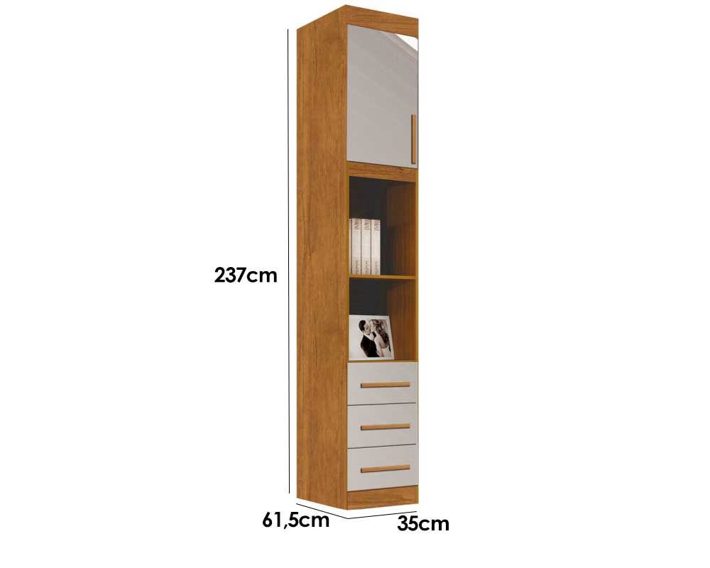 Modulado de Quarto Armário Mesa de Cabeceira Luna c/1 Porta e 3 Gavetas Bianchi Modulado de Quarto Armário Mesa de Cabeceira Luna c/1 Porta e 3 Gavetas Bianchi