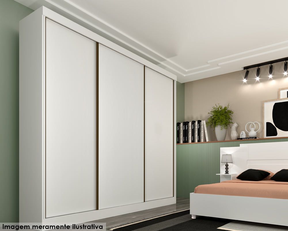 Guarda Roupa Casal 3 Portas de Correr e 4 Gavetas Dacar Tcil