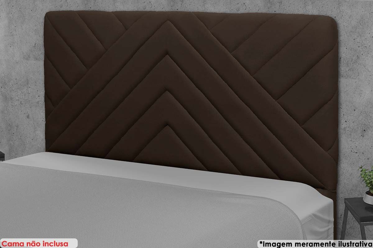 Cabeceira Box Estofada Simbal SkyKing - Suede Cacau