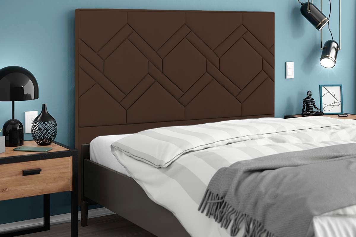 Cabeceira Box Estofada Simbal LimaKing - Suede Cacau