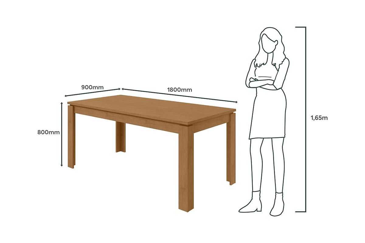 Mesa Jantar Athenas c/Tampo Madeirado 180x90cm Lopas