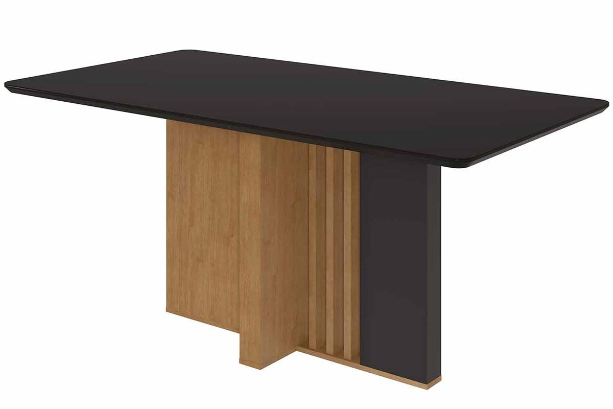 Mesa Jantar Astrid + Tampo Madeirado Vidro 160x80cm Lopas