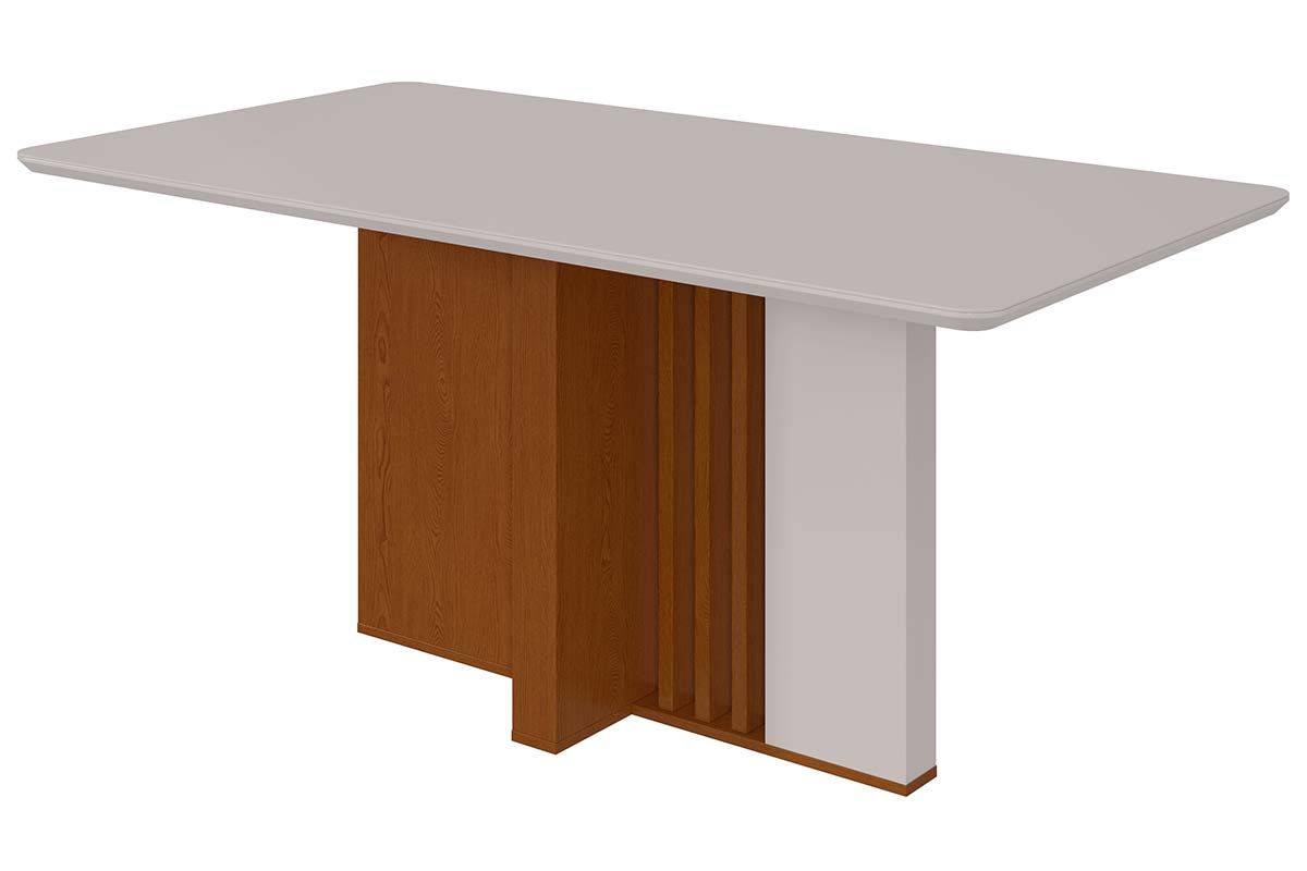 Mesa Jantar Astrid + Tampo Madeirado Vidro 160x80cm Lopas