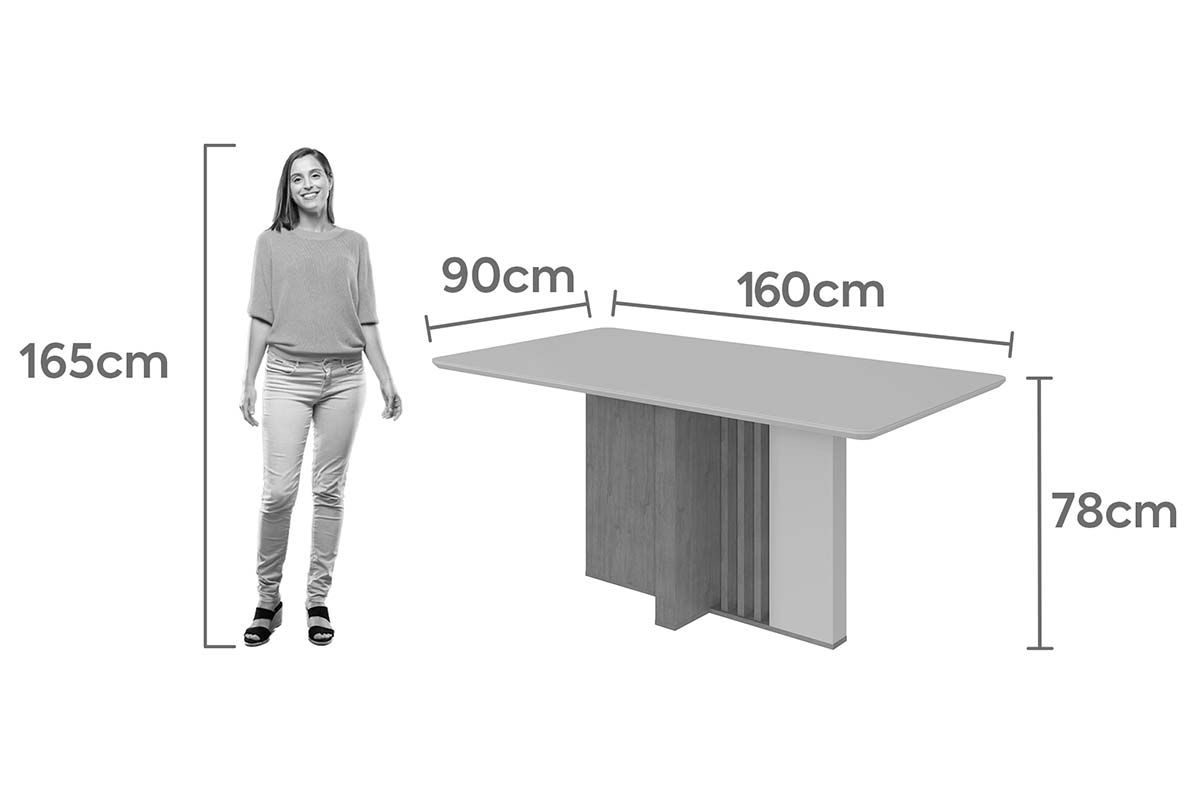 Mesa Jantar Astrid + Tampo Madeirado Vidro 160x80cm Lopas Mesa Jantar Astrid + Tampo Madeirado Vidro 160x80cm Lopas
