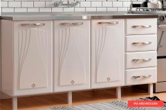 Balcão Cozinha Telasul Star New Aço c/3 Portas e 4 Gavetas s/Tampo 160cm
