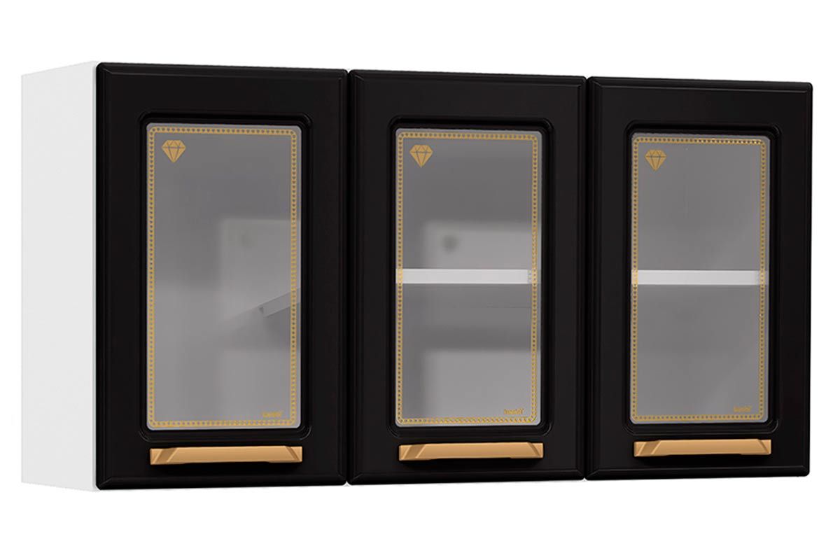 Armário Aéreo Cozinha Telasul Diamante Aço c/3 Portas c/Vidro 105cm