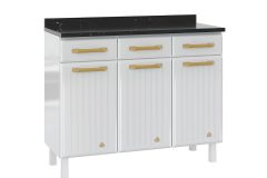 Balcão Cozinha Telasul c/Tampo Diamante Aço c/3 Portas e 3 Gavetas 105cm