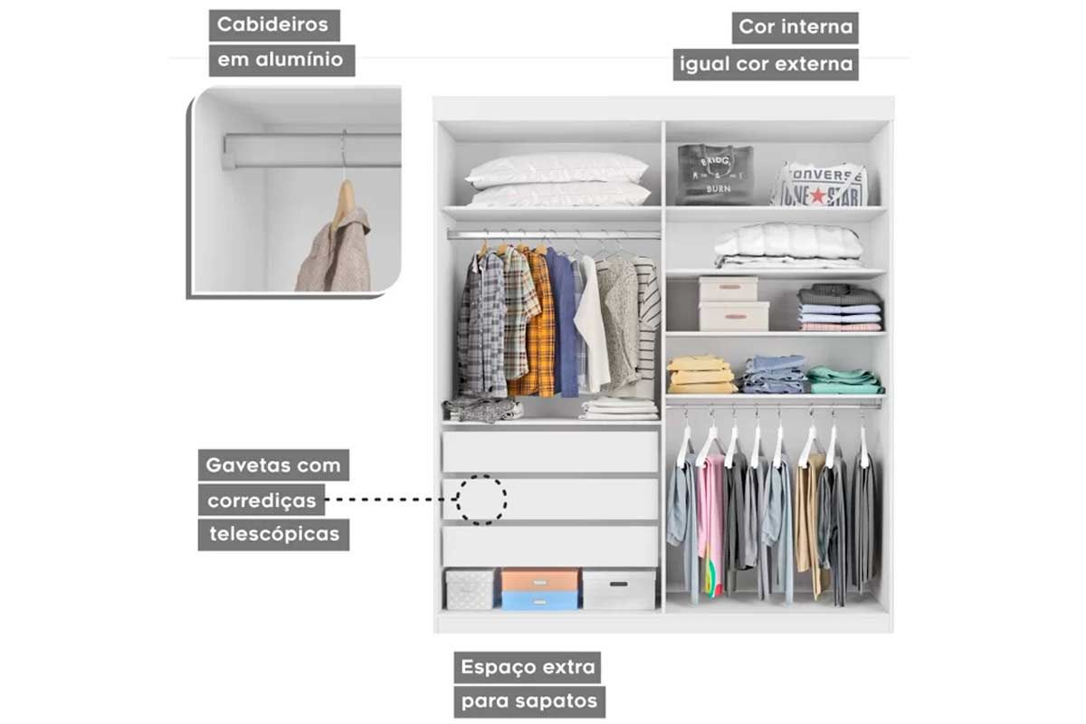 Guarda Roupa Casal 4 Portas e 3 Gavetas Roma Conquista Guarda Roupa Casal 4 Portas e 3 Gavetas Roma Conquista