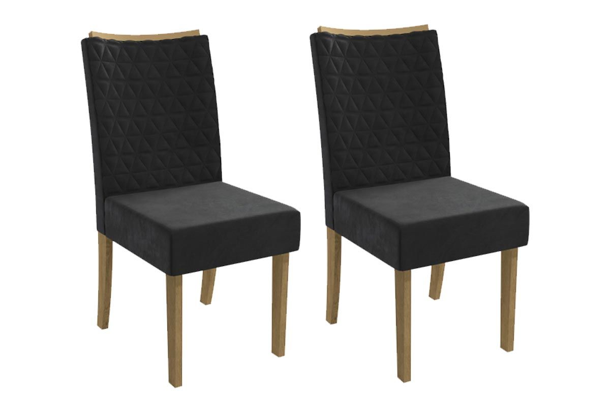 Cadeira Jantar Rosa 2CAD129 Madeirado Kit 2 Un KappesbergCanela/Suede Preto